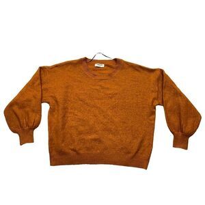 Ladies Double Zero Orange Rust Knit Oversized Crew Neck‎ Sweater Size Small